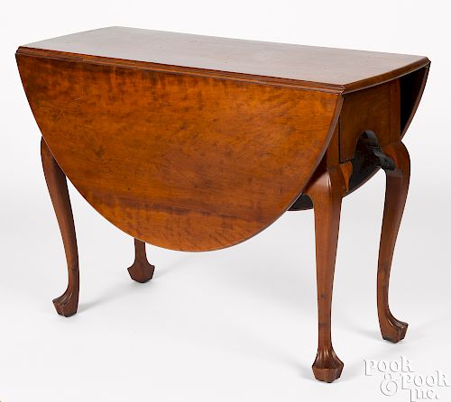 Queen Anne cherry drop-leaf dining table
