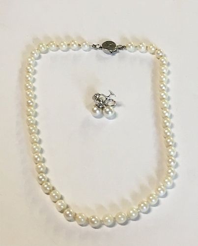 16" STRAND OF 7MM PEARLS & PR. OF 8 1/2MM PEARL