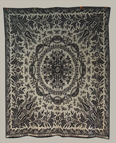 BLUE & WH. COVERLET BY CATHERINE MILLER, AUG 1851