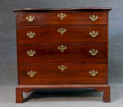4 DR CHERRY CHIPPENDALE CHEST ON FLAT BRACKET FEET
