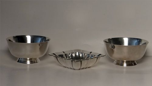 3 STERLING SILVER BOWLS: PR BY WORCESTER SILV. CO
