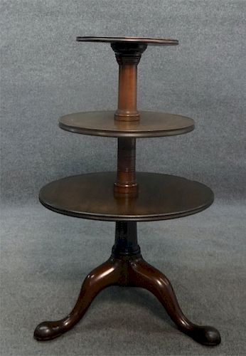 EARLY 19THC. ENGLISH QUEEN ANNE 3 TIER DUMBWAITER