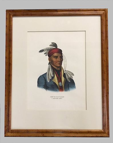 19THC. HAND COLORED CHIPPEWAY CHIEF PRINT