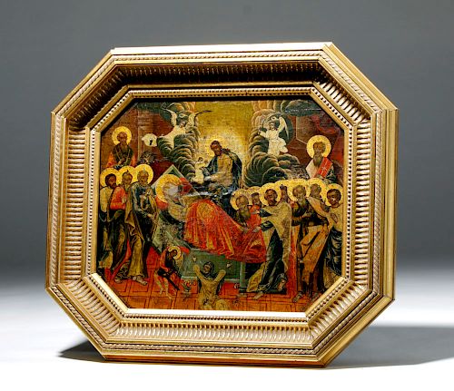 19th C. Russian Icon - Dormition of the Virgin