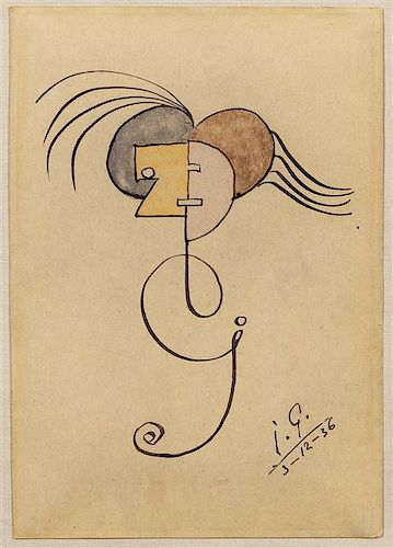 * Julio Gonzales, (Spanish, 1876-1942), Two Heads with the Letter "G", 1936