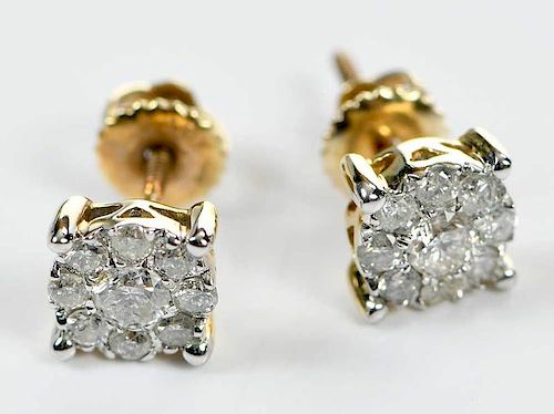 10kt. Diamond Cluster Earrings