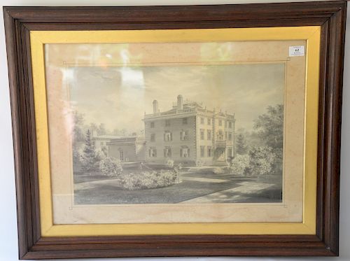 John Perry Newell (1832-1898), 
pencil on paper, 
Newport Mansion, 
signed lower left: L.P. Newell, 
20" x 27" 
***If this lot is no...
