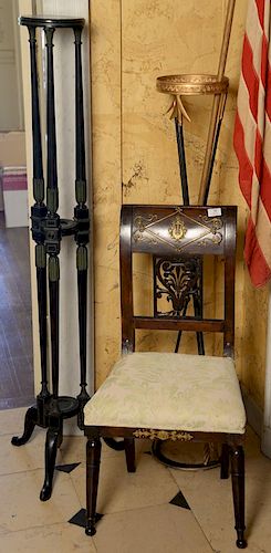 Three piece group to include a French side chair, tall pedestal, and an arrow stand. 
***If this lot is not picked up on Sat. 9/22, ...