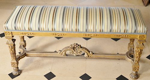 Baroque style gilt piano bench. 
height 20 inches, top: 13" x 41 1/2" 
***If this lot is not picked up on Sat. 9/22, Sun. 9/23, or T...
