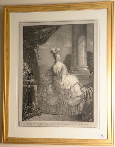 Pair of large framed engravings, Marie Antoinette and Louis XVI