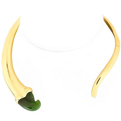 Tiffany & Co Elsa Peretti 18K Gold Jade Necklace