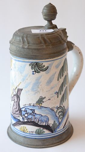 Delft figural stein with pewter top. 
***If this lot is not picked up on Sat. 9/22, Sun. 9/23, or Tues 9/25 at Bellevue Ave. it will...
