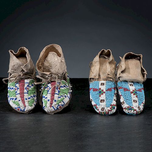 Northern Plains Child's Beaded Hide Moccasins,  From the Collection of William H. Saunders, M.D. and Putzi Saunders, Ohio