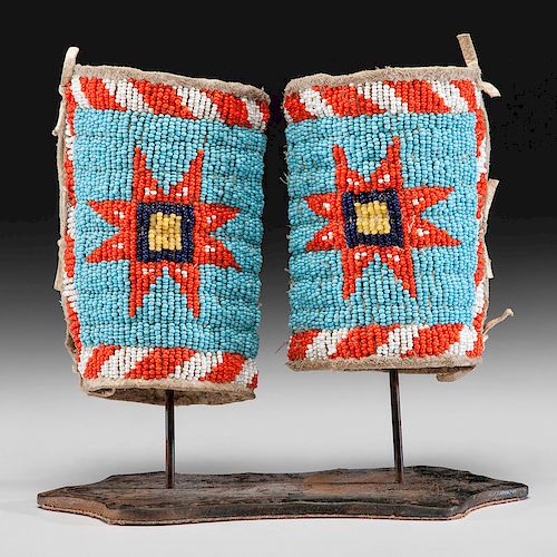 Northern Plains Child's Beaded Hide Cuffs