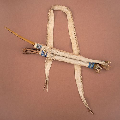 Sioux Child's Beaded Hide Bowcase and Quiver