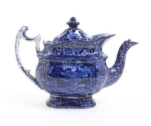 An English Transfer Decorated Teapot, Height 11 1/4 inches.