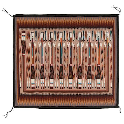 Etta Peacock (Dine, 20th century) Navajo Yei Weaving / Rug, From the Collection of William H. Saunders, M.D. and Putzi Saunders, Ohio