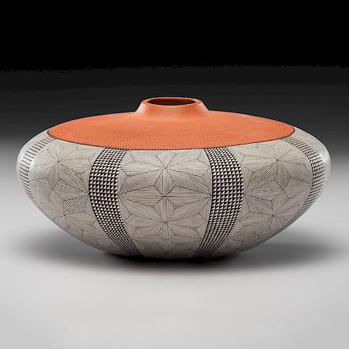 Adrianna Roy-Keene (Acoma, b. 1956) Double Award Winning Corrugated Pottery Jar, From the Collection of William H. Saunders, M.D. and Putzi Saunders, 