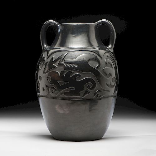 Margaret Tafoya (Santa Clara, 1904-2001), Monumental Carved Blackware Pottery Jar