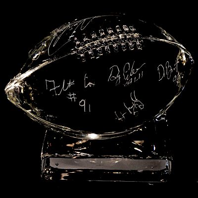 Will  Dexter/Taylor Backes - Glass Football Signed by Super Bowl LII Champions Philadelphia Eagles 