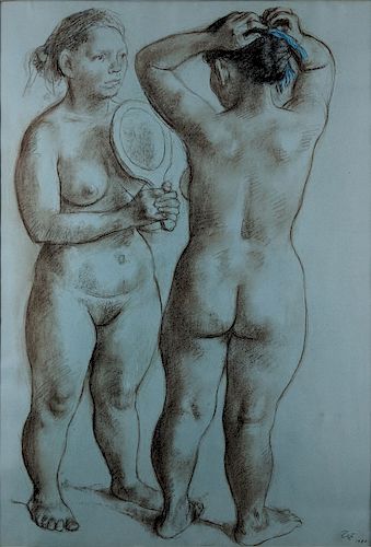 Francisco Zúñiga Two Women Looking at a Mirror (1980)