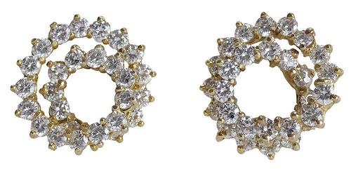 Pair Diamond and Gold Earrings