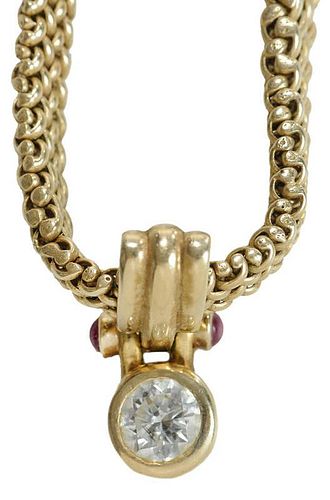 14 Kt. Gold Necklace, Diamond Pendant