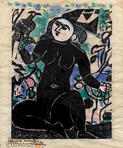 Shiko Munakata, (Japanese, 1903-1975), Hawk Woman