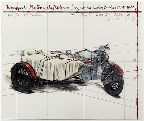 Christo and Jeanne-Claude, (American, b. 1935), Wrapped Motorcycle, Project for Harley Davidson, 1997