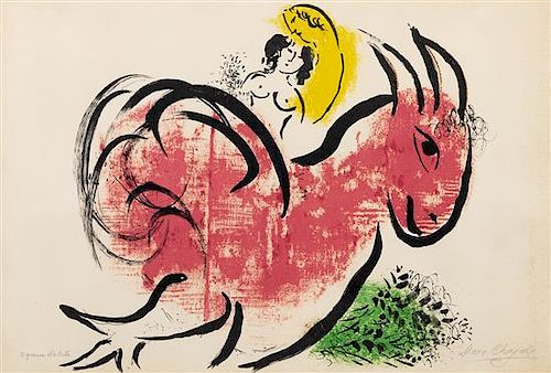 Marc Chagall, (French/Russian, 1887–1985), Le Coq Rouge from Derrière le Miroir No. 44-45, 1952