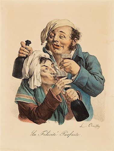 After Louis-Léopold Boilly, (French, 1761-1845), A Set of Three Color Engravings, 1825