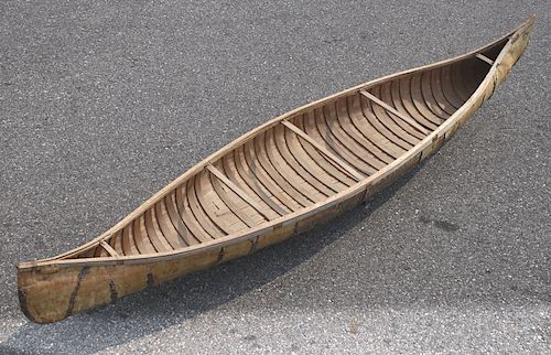Antique Birch Bark 13' 6" Canoe Circa 1920-