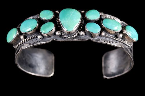 Navajo Carico Lake Turquoise & Sterling Cuff