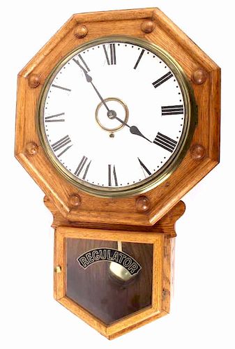 Antique Oak Regulator Wall Clock