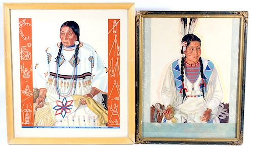 Winold Reiss Blackfeet Indian Framed Posters