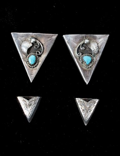 Navajo and Western Sterling Silver Collar Tabs