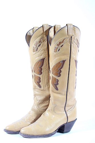 Tony Lama Butterfly Inlay Cowboy Boots