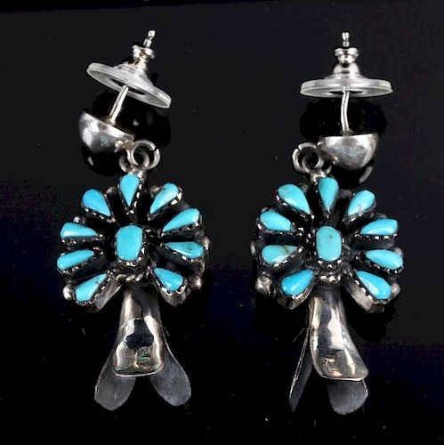 Navajo Turquoise Floral Earrings