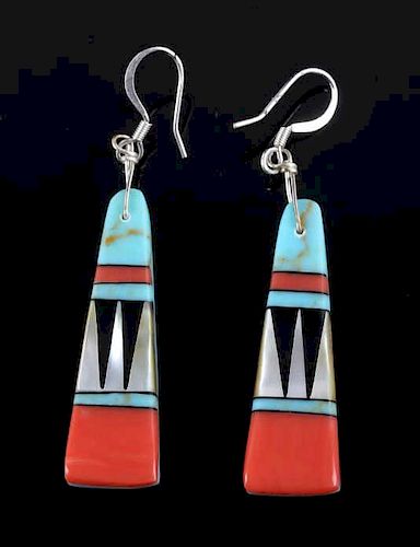 Navajo Turquoise & Coral Earrings