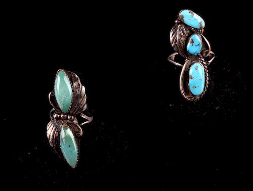 Navajo Sterling Silver Turquoise Cocktail Ring (2)