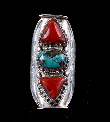 Turquoise and Ox Blood Cocktail Ring