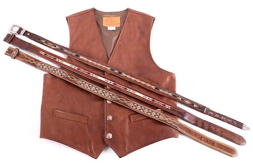 Western Horsehair Belt Collection & leather Vest
