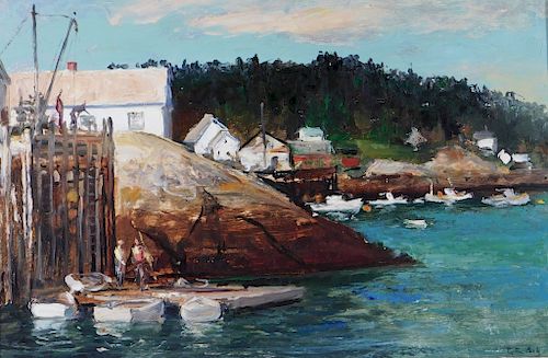 Peter G Cook Impressionist Coastal Harbor Painting