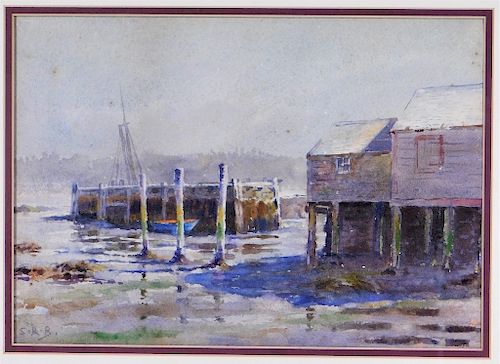Sydney R Burleigh Winter Harbor WC Painting