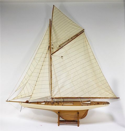 LARGE Vintage Cutter Sailboat Pond Boat Model