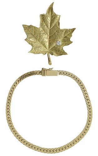 18 Kt. Gold Leaf Brooch and