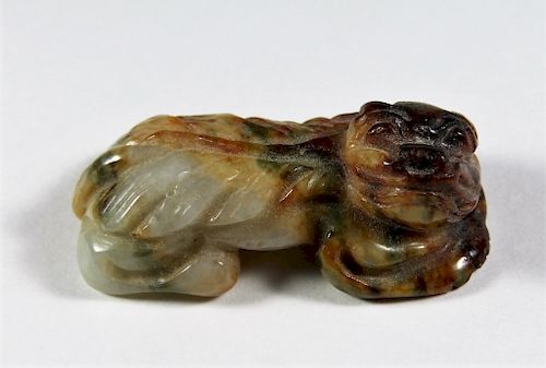 Chinese Qing Dynasty Russet Jade Carved Dog