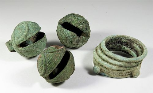 Chinese Han Archaic Bronze Bells Bracelets