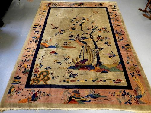 LG Chinese Art Deco Polychrome Scenic Carpet Rug