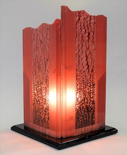 Shlomi Haziza Red Lucite Sculpture Table Lamp